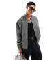 Фото #1 товара ASOS DESIGN oversized wool look herringbone bomber jacket in black