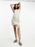 Фото #1 товара ASOS DESIGN linen halter mini sundress with big waist tie detail in natural