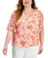 Фото #1 товара Plus Size Floral Necklace Top, Created for Macy's