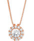 ფოტო #1 პროდუქტის Diamond Halo 18" Pendant Necklace (1/2 ct. t.w.) in 14k White Gold