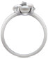 ფოტო #3 პროდუქტის Cultured Freshwater Button Pearl (4mm) & Lab-Created White Sapphire (1/10 ct. t.w.) Trillium Ring in Sterling Silver