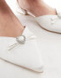 Фото #3 товара Be Mine Wide Fit Bridal Indi bow flat shoes in ivory