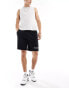 Hollister 9inch tech logo sweat shorts in black