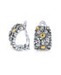 Фото #1 товара Серьги-клипсы Bling Jewelry стимпанк, двухтонные, с широкими половинчатыми ободками, украшены кристаллами, оксидированный латунь