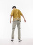 Topman short sleeve relaxed revere boarded embroidered shirt in yellow