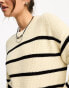 Only ribbed knit jumper in cream and black stripe