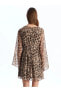 LCW Vision Kruvaze Yaka Desenli Uzun Kollu Şifon Kadın Elbise