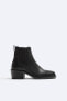 Square toe leather boots