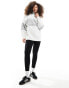 Miss Selfridge quarter zip Colorado graphic colour block sweatshirt in white and grey marl