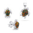 Фото #1 товара Playful silver jewelry set with opals Turtle SET235WBC (earrings, pendant)