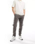 ASOS DESIGN tapered cargo linen trouser in washed charcoal