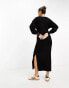 Фото #3 товара River Island wrap knitted maxi dress in black