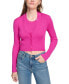 Фото #1 товара Women's Ribbed Button-Down Cropped Cardigan Sweater