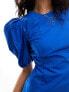 Фото #3 товара Stradivarius puff sleeve mini dress in blue