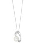 Фото #2 товара Cultured Freshwater Pearl (9mm) & Diamond (1/10 ct. t.w.) Circle 18" Pendant Necklace in 14k White Gold
