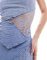 Фото #2 товара Miss Selfridge mix texture bandeau in denim blue