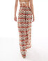 South Beach embroidered loose beach trouser co-ord in rust