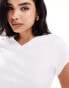 ASOS DESIGN v neck cap sleeve slim t-shirt in white Белый, S - EU 36-38 - фото #2