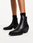 Only faux croc detail western boot in black