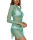 ფოტო #3 პროდუქტის Women's Network Metallic Long-Sleeve Swim Cover-Up