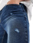 ASOS DESIGN spray on jeans with power stretch and abrasions in dark wash blue