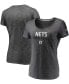 ფოტო #2 პროდუქტის Women's Charcoal Brooklyn Nets Double-Fade Space-Dye V-Neck T-shirt