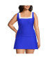 Фото #1 товара Plus Size Texture Square Neck Tankini Swimsuit Top