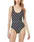 ფოტო #1 პროდუქტის Women's Belted Scoop-Neck One-Piece Swimsuit