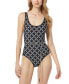 Women's Belted Scoop-Neck One-Piece Swimsuit