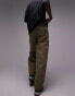 Topman loose trousers with elasticated waist in dark stone