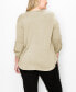 Фото #5 товара Plus Size 1 Button Henley Rolled Tab 3/4 Sleeve Top