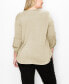 ფოტო #5 პროდუქტის Plus Size 1 Button Henley Rolled Tab 3/4 Sleeve Top