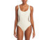 Simkhai Womens Arianne Crochet Trim One Piece Swimsuit White Size Medium