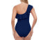 Profile by Gottex Women's Ruffle Shoulder One Piece Swimsuit Navy Size 42