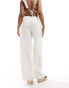 Фото #3 товара Abercrombie & Fitch ultra wide leg linen blend trouser in white