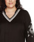 Black Label Plus Size Embroidered Blouson Sleeve V-Neck Blouse Черный, 2X - фото #4