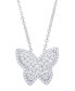 Фото #2 товара Macy's cubic Zirconia Butterfly Necklace in Fine Rose Gold Plate or Fine Silver Plate