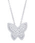 Cubic Zirconia Butterfly Necklace in Fine Rose Gold Plate or Fine Silver Plate