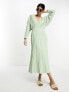 Фото #1 товара Вечернее платье ASOS средней длины из сиреневого с сетчатыми рукавами и завязкой спереди