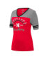 ფოტო #3 პროდუქტის Women's Scarlet, Heathered Gray Nebraska Huskers There You Are V-Neck T-shirt