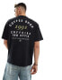 Pull&bear coffee shop back print t-shirt in washed black