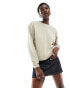 Monki round neck long sleeve sweatshirt in dark beige