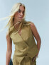 Фото #1 товара ASOS DESIGN premium asymmetric waistcoat with wool in camel