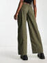 Фото #7 товара Monki wide leg trousers in khaki