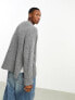 Фото #3 товара ASOS DESIGN wool mix heavyweight rib jumper with side splits in light grey