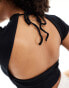 Фото #2 товара Pimkie ribbed low back tie detail short sleeve top in black