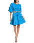 Фото #1 товара Jason Wu Puff Sleeve Cutout Linen-Blend Mini Dress Women's Blue 0