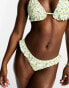 Reclaimed Vintage triangle bikini bottom with ruffle in yellow ditsy floral