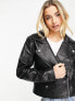 Фото #3 товара JDY faux leather biker jacket in black