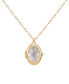 Фото #1 товара GUESS gold-Tone Removable Stone Oval Locket Pendant Necklace, 18" + 3" extender